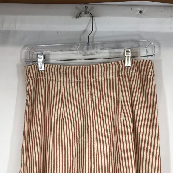 MADEWELL -WOMEN'S 0 - TAN/BROWN STRIPE BUTTON UP COTTON BLEND SKIRT - Picture 5 of 8